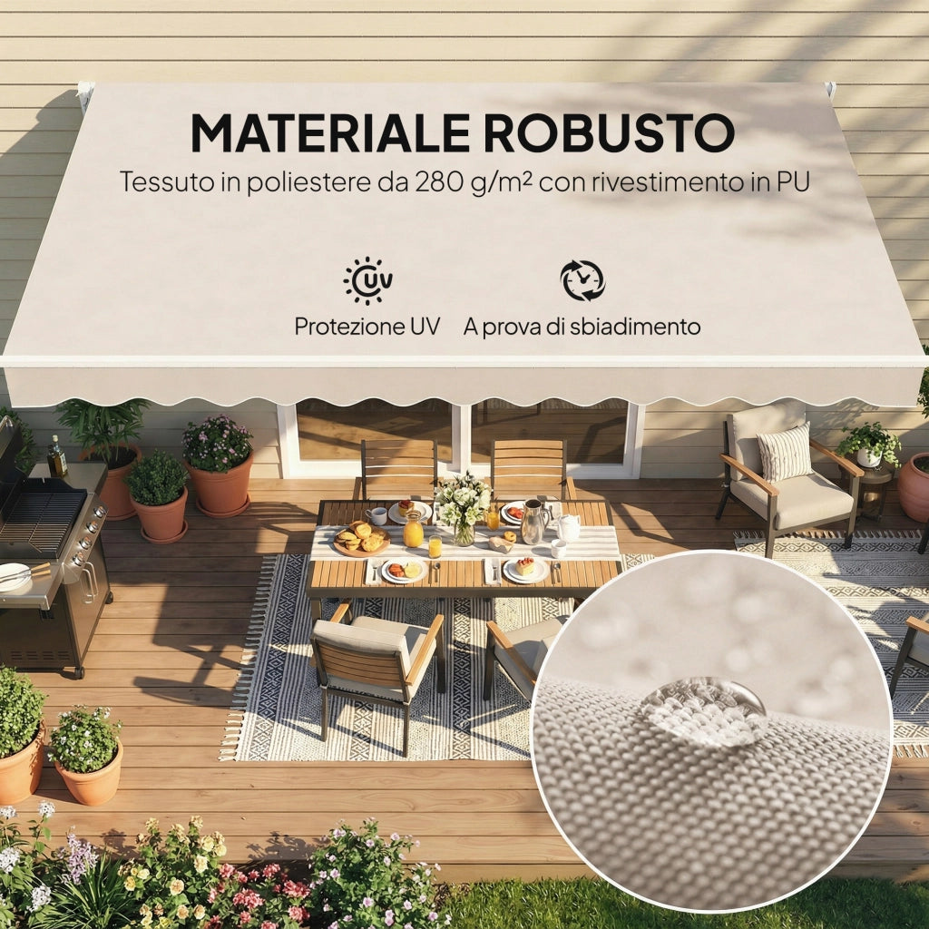 Telo di Ricambio per Tenda Parasole Retrattile 337x250 cm in Poliestere UV 50+ Crema