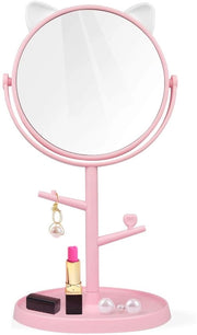 Specchio da trucco da tavolo con alta definizione, progettazione rotante, multifunzionale, materiale PP resistentente alle abrasioni, adatto per viaggi, specchio da trucco da 20 cm
