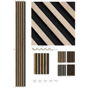 Trade Shop - Pannello Decorativo 3d Doghe Legno E Nero 120x290 Cm Rivestimento Parete -