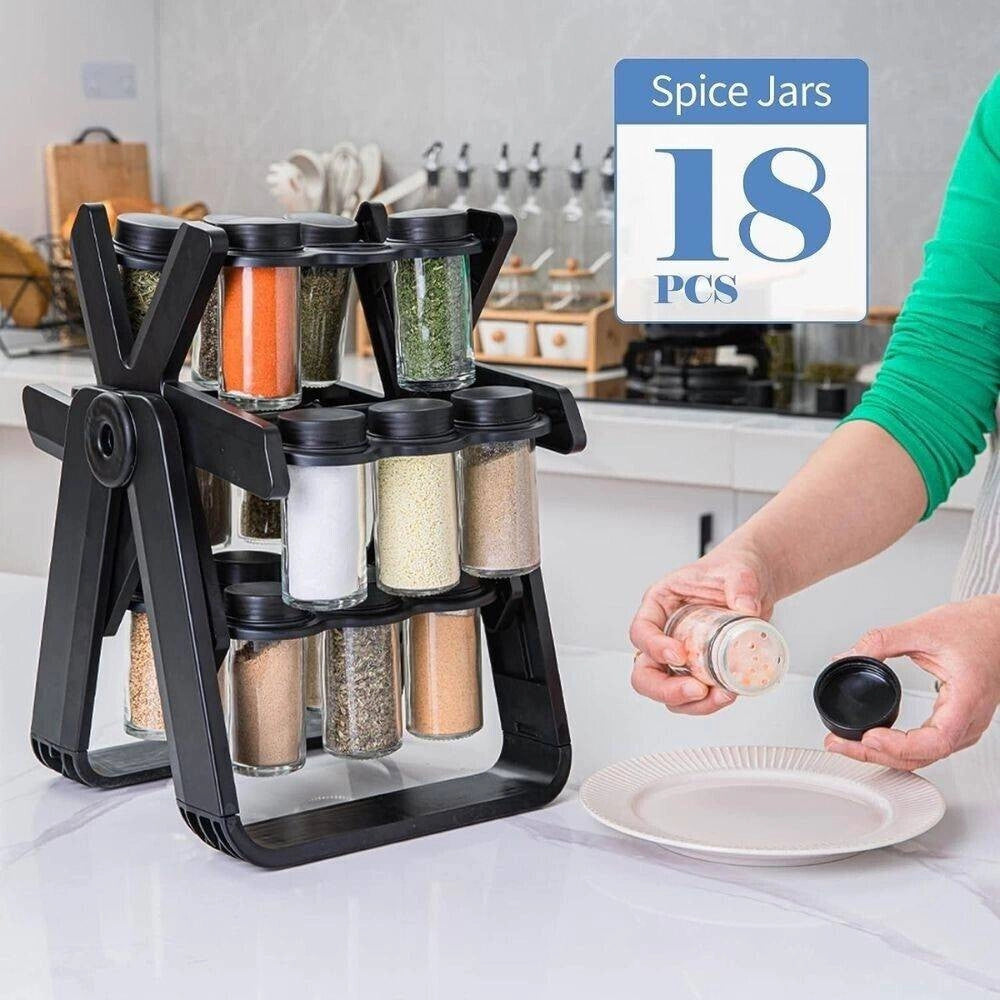 Trade Shop - Portaspezie Girevole A 360° Con 18 Barattoli Spezie Da Cucina Con Supporto Ruota -