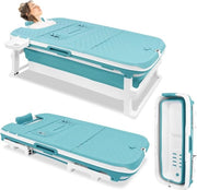 Bagnetto pieghevole per adulti con cuscino e rotoli massaggi - Bagnetto mobile e ergonomico con copertura rimovibile 132 x 61 x 54 cm