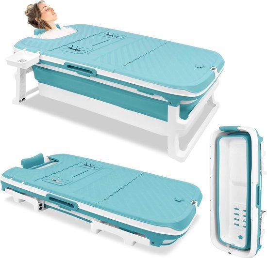 Bagnetto pieghevole per adulti con cuscino e rotoli massaggi - Bagnetto mobile e ergonomico con copertura rimovibile 132 x 61 x 54 cm
