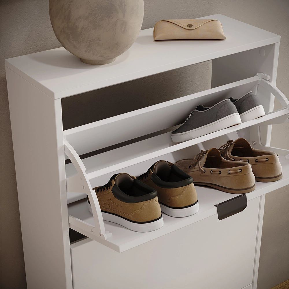 Scarpiera da ingresso Gizmo Bianco/Nero 59 x 112 cm con 3 scomparti Vicco