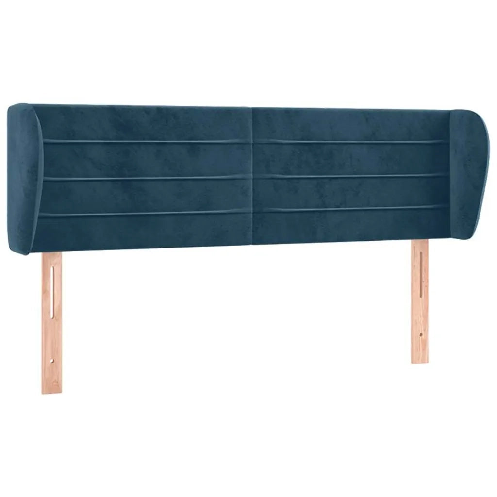 Testiera | Testata ad Orecchio Blu Scuro 147x23x78/88 cm in Velluto