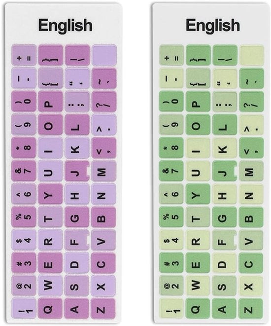 Etichette per tastiera - 2 pezzi - Lettere inglesi - Impermeabili - Resistenti al polvere - PVC - Migliora la tua esperienza di tipo - Etichette per tastiera