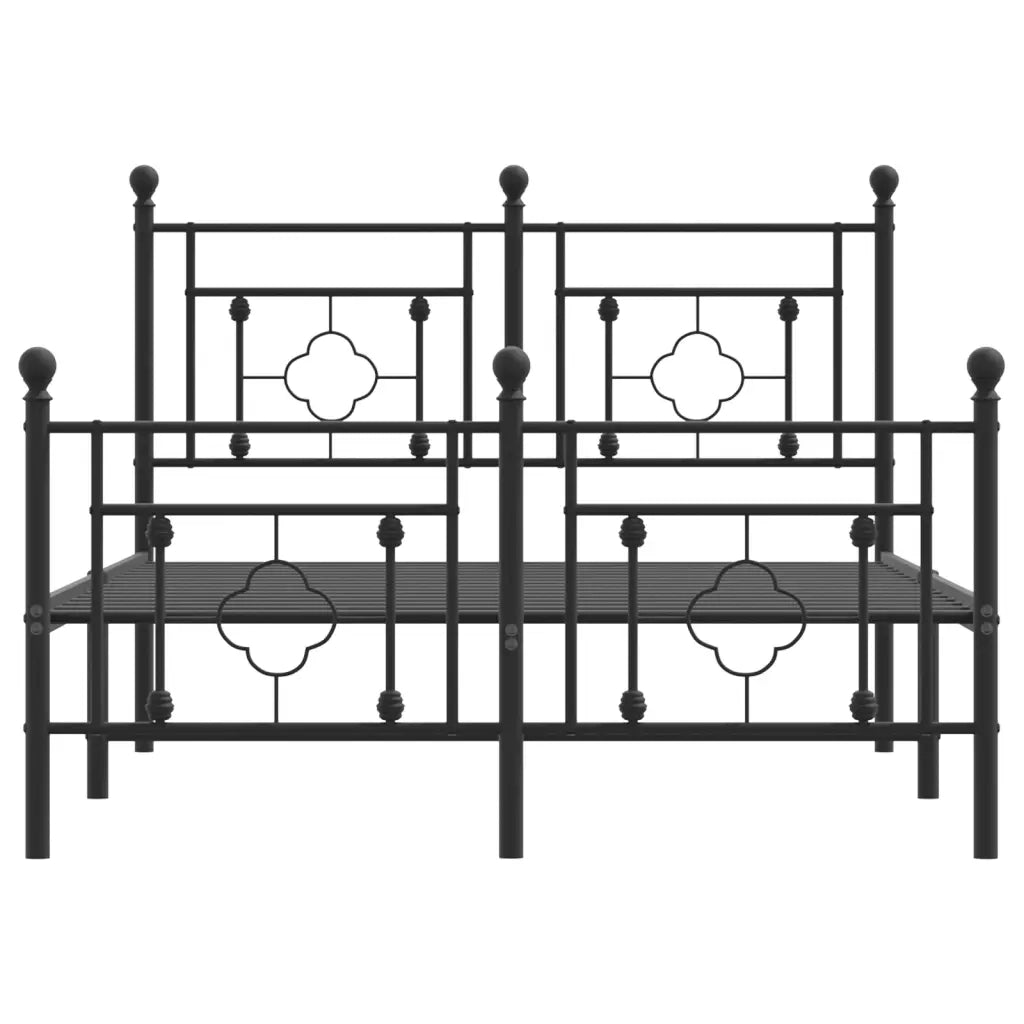 Giroletto con Testiera e Pediera Metallo Nero 120x190 cm 374354