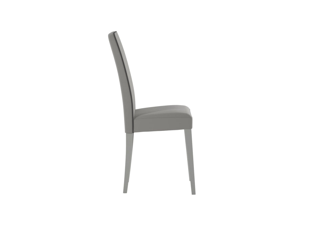 Sedia Anita in Similpelle Grigio Chiaro con Bordino Scuro e Gambe in Legno di Faggio, Sedia da Arredo Moderno - Ombrellificio