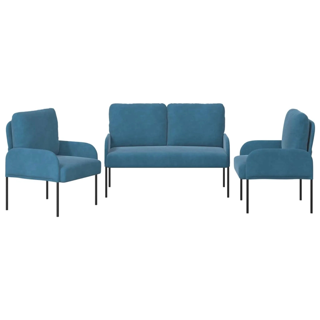 Set divani 3 pcs Blu 115 x 56 x 80 cm Legno compensato 3406216