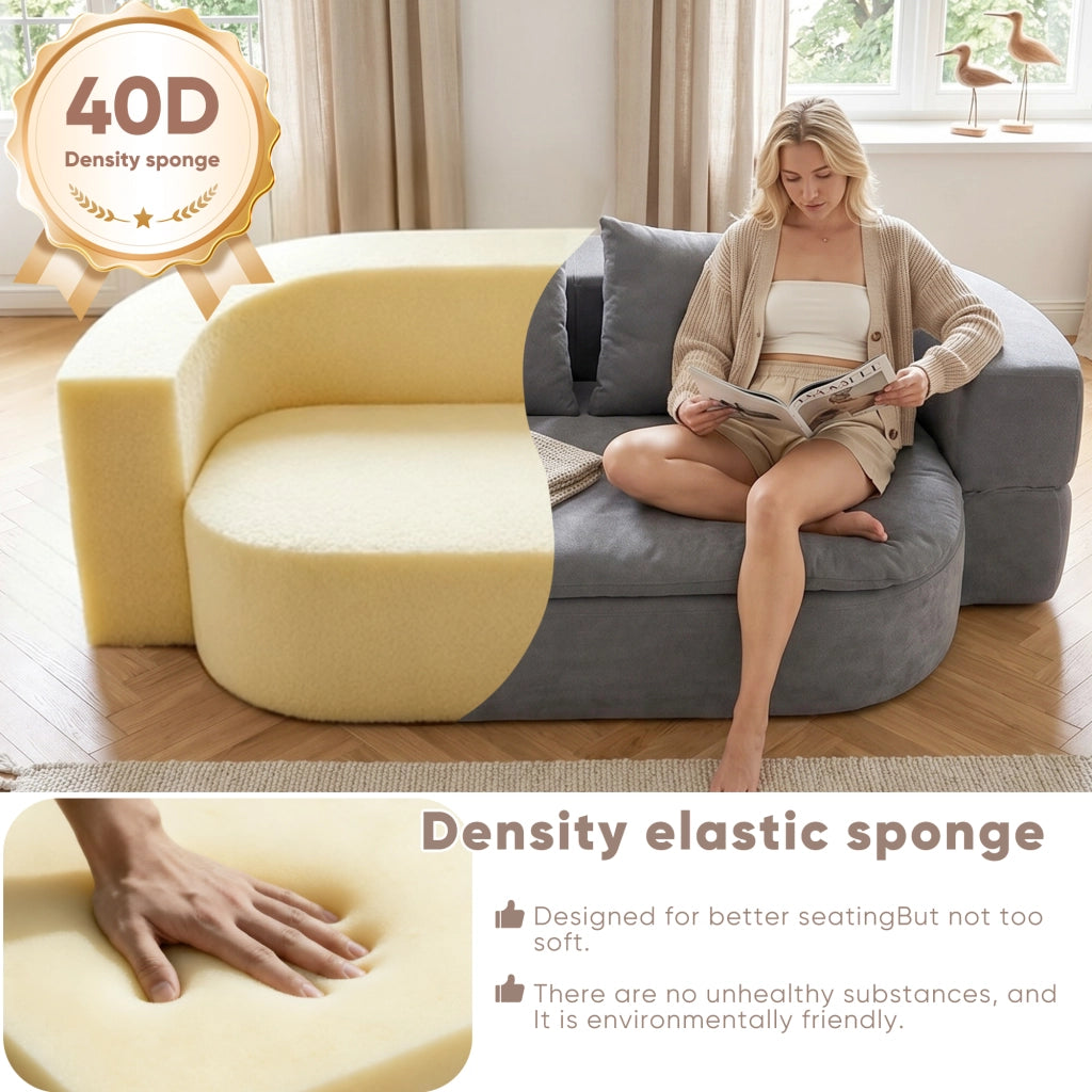 Divano letto pieghevole in flanella con schiuma ad alta densità e coperta grigio chiaro 131 × 32 × 32 cm