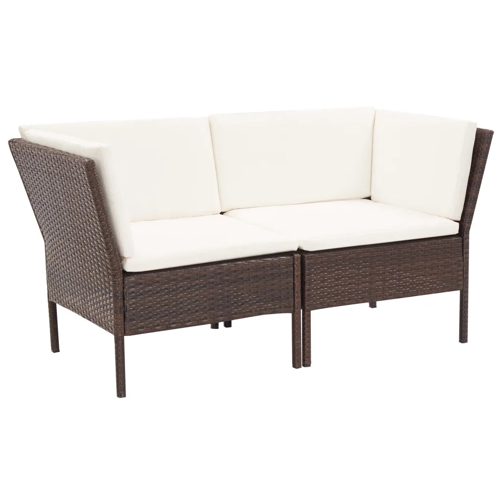 Set Divani da Giardino 8 pz con Cuscini in Polyrattan Marrone 48951