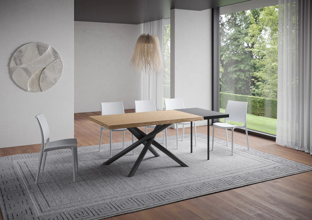Tavolo allungabile 90x160/210 cm Vindral scortecciato rovere gambe antracite