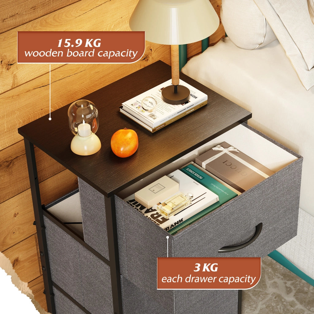 Cassettiera con 3 Cassetti in Tessuto Grigio ¨C Zephmum ¨C 80x40x60 cm