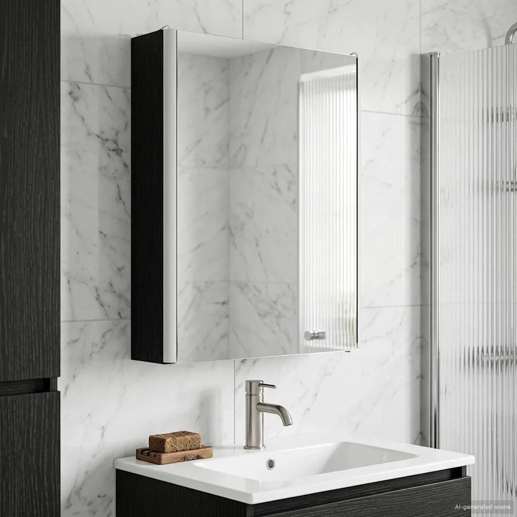 Mobiletto per specchio da bagno Rovere Nero 43 x 11,5 x 60,5 cm 889224