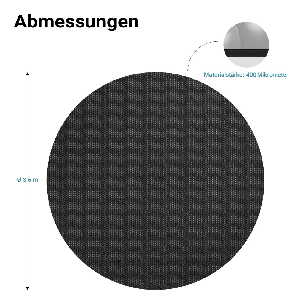 Copertura termica piscina rotonda Ø 3,6m, nero, 400 µ, Protezione isotermica