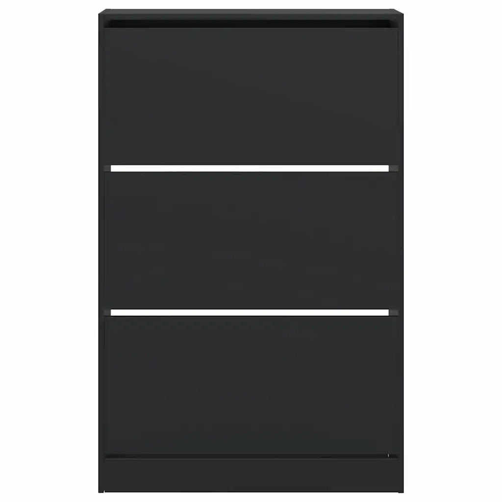 Scarpiera-Scaffale per scarpe Nera 80x21x125,5 cm in Legno Multistrato