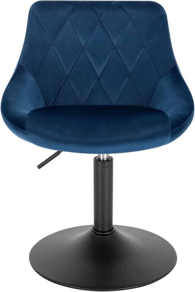 Set di 2 Casa Sedia Alta per Cucina con Schienale in Velluto, senza Poggiapiedi, l'altezza può essere regolata tra 42-58 cm, Blu, BH242bl-2