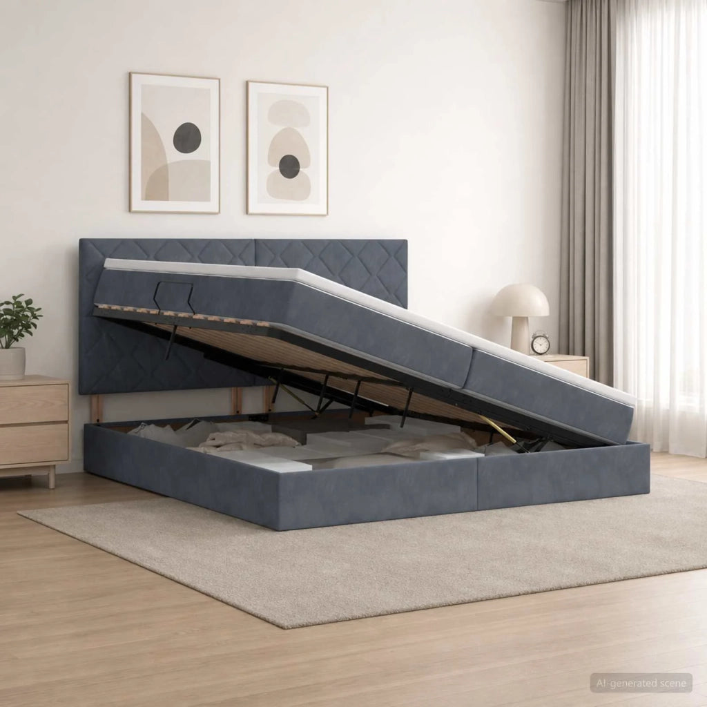 Letto con contenitore LED e materasso Grigio Scuro 200 x 200 cm 3460213