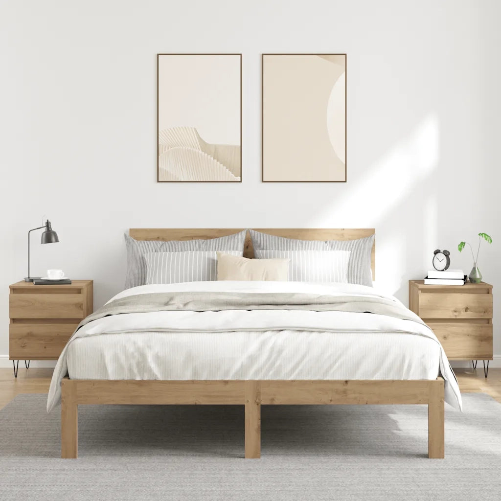 vidaXL Comodini 2pz Rovere Artigianale 40x35x50 cm Legno Multistrato