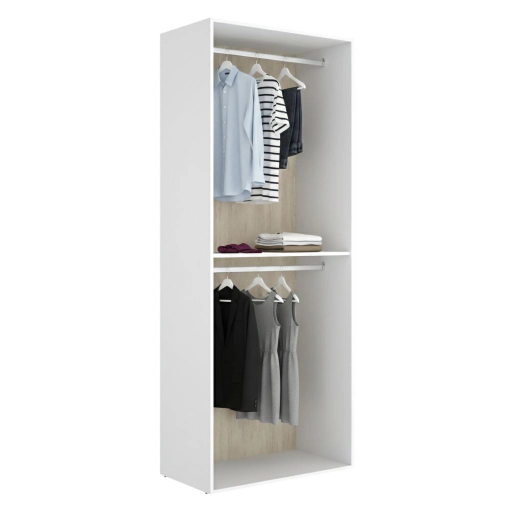 Armadio Camera da Letto Ashebrook, Guardaroba Grande un Ripiano, 45x205h cm Bianco
