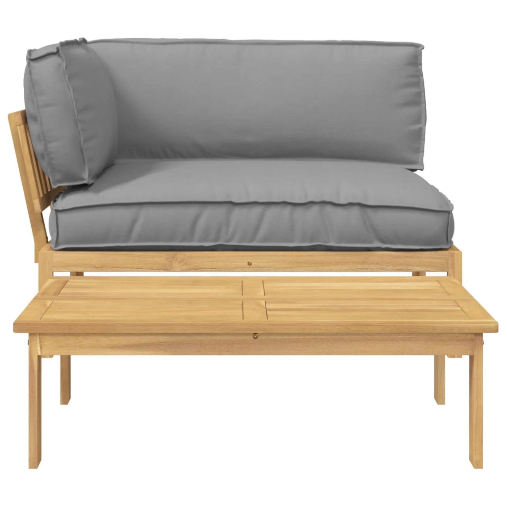 Set di divani con cuscino 2 pcs Grigio Legno di Acacia Massello