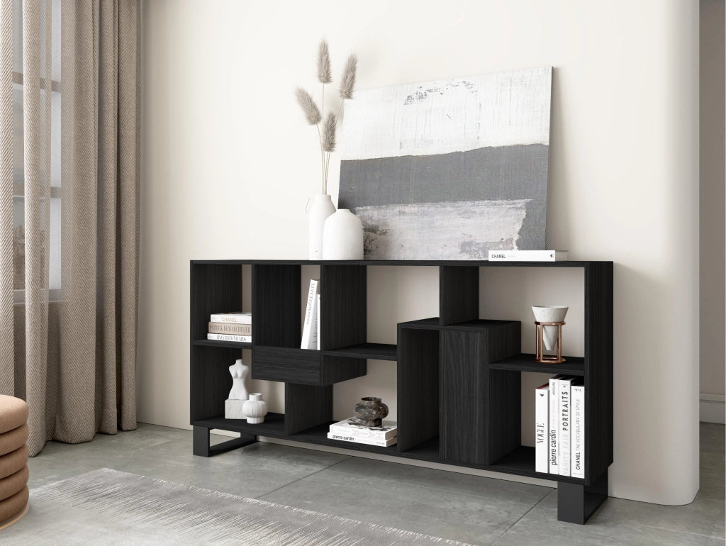 Libreria scaffale, 174x67x31, Design industriale, Nero RF4122