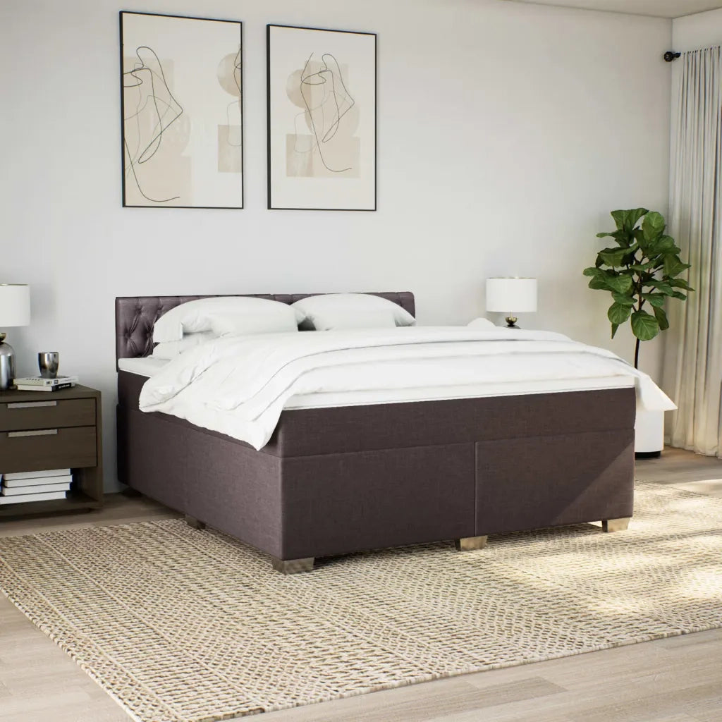 Giroletto a Molle con Materasso Marrone Scuro 180x200cm Tessuto 3288277
