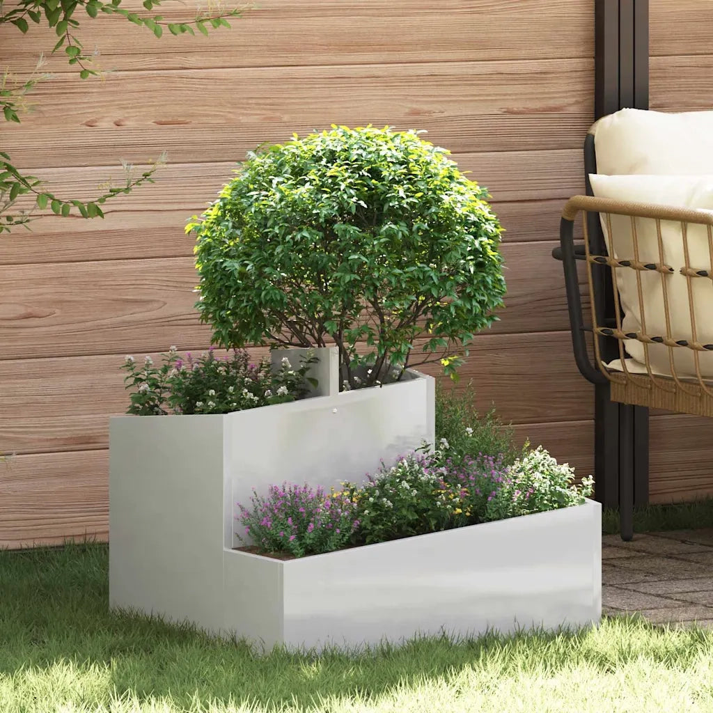 Vaso da giardino Argento 60 x 60 x 50 cm Acciaio inossidabile 873575