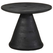 Tavolino da Salotto Nero Ã˜50x40 cm in Legno Massello di Mango