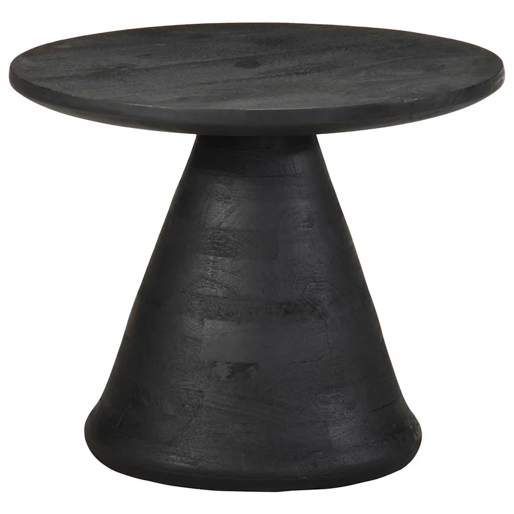 Tavolino da Salotto Nero Ã˜50x40 cm in Legno Massello di Mango