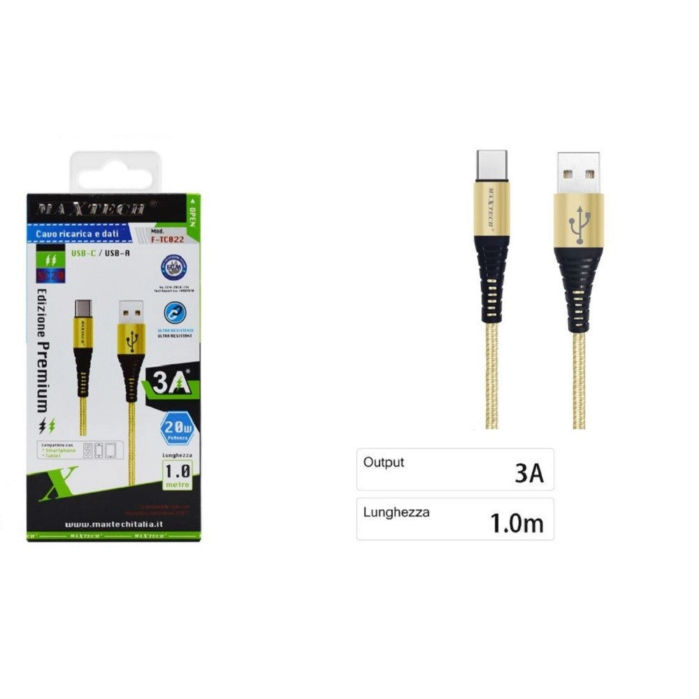 Trade Shop - Cavo Usb-a / Type-c 3.0a 1 Mt Dati Ricarica Rapida Per Smartphone Tablet F-tc022 -