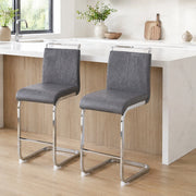 SGABELLO BAR 96,5 cm Grigio scuro/Argento in PU Set da 2 pezzi
