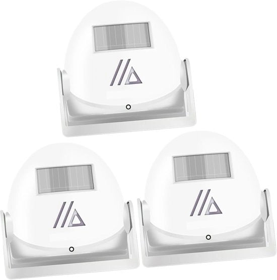 Pacchetto da 3 pezzi di sensori di allarme porta di casa moderni, elettronici, senza batterie, bianchi, wireless