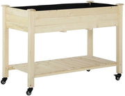 Cassa di Coltura per Erbivori - Contenitore per Erbivori - Sui Piedini - Con Ruote - 4 Fessure di Drenaggio - Legno di Quercia - Geotessuto - 118cm x 55cm x 83cm