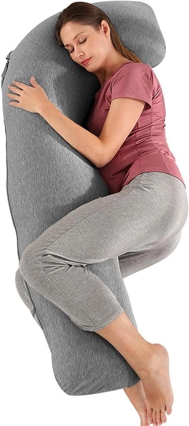 Cuscino per la gravidanza - Cuscino corpo intero a forma J cuscino per l'allattamento cuscino di supporto lungo per adulti copertura rimovibile lavabile per dormire allattare