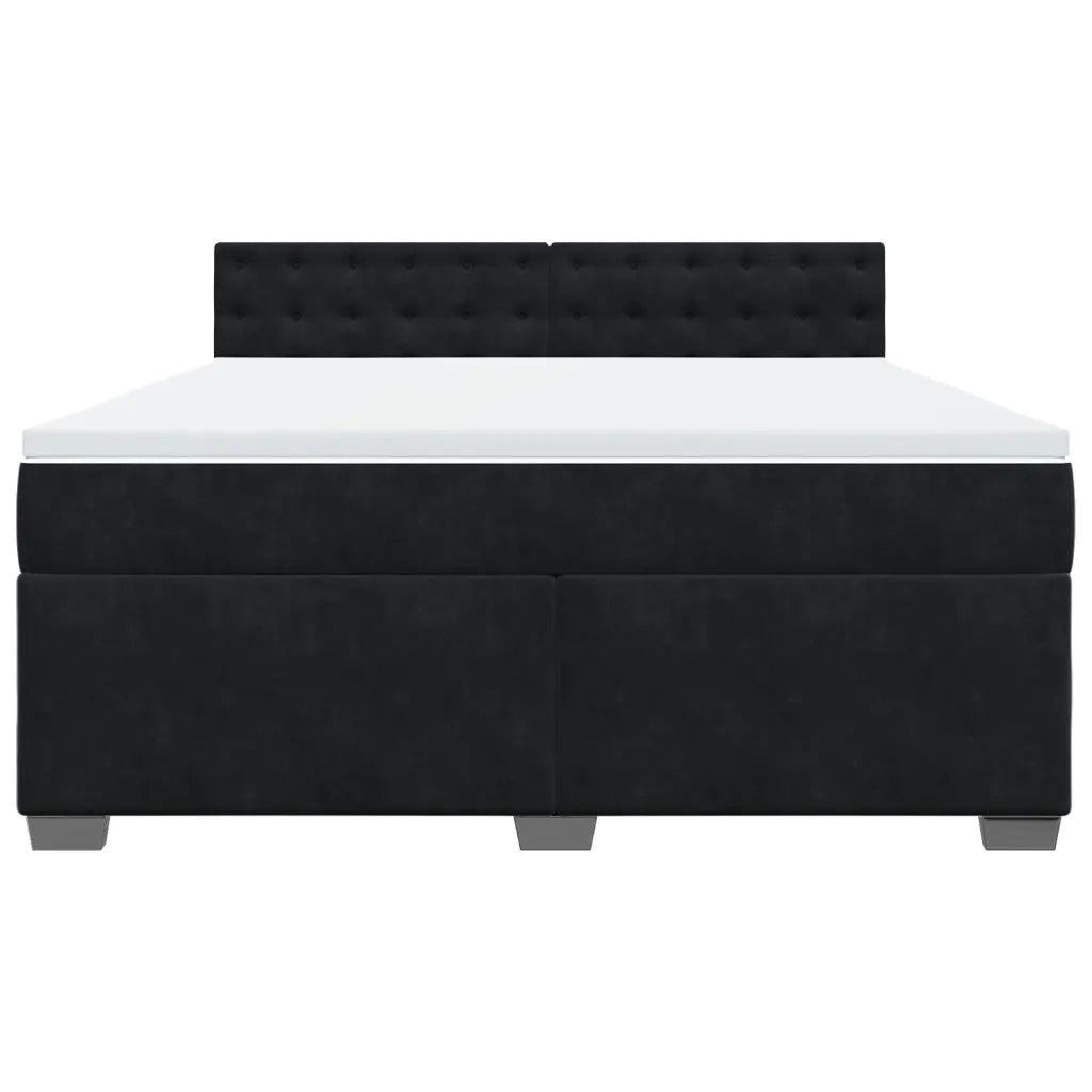 Giroletto a Molle con Materasso Nero 180x200 cm in Velluto