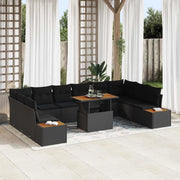 Set Divano da Giardino 11 pcs Nero Poly Rattan 3358842