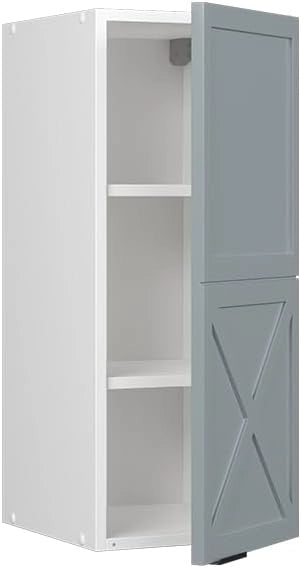 Mobile lavello cucina Fame-Line, Blu-grigio chiaro, 80 cm con ripiano, PL Rovere