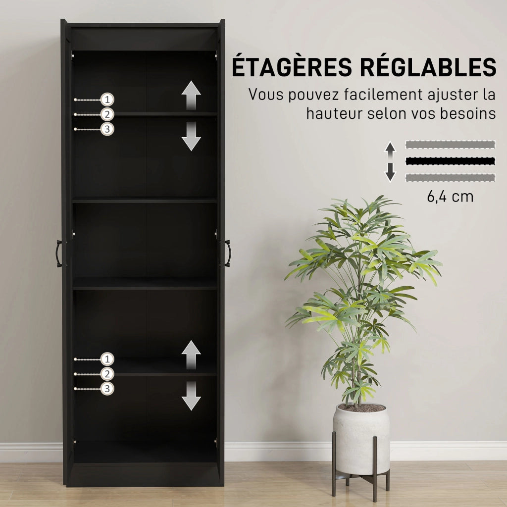 Armadio 2 Ante con 5 Ripiani ¨C Zephmum ¨C Nero 60x36.5x175