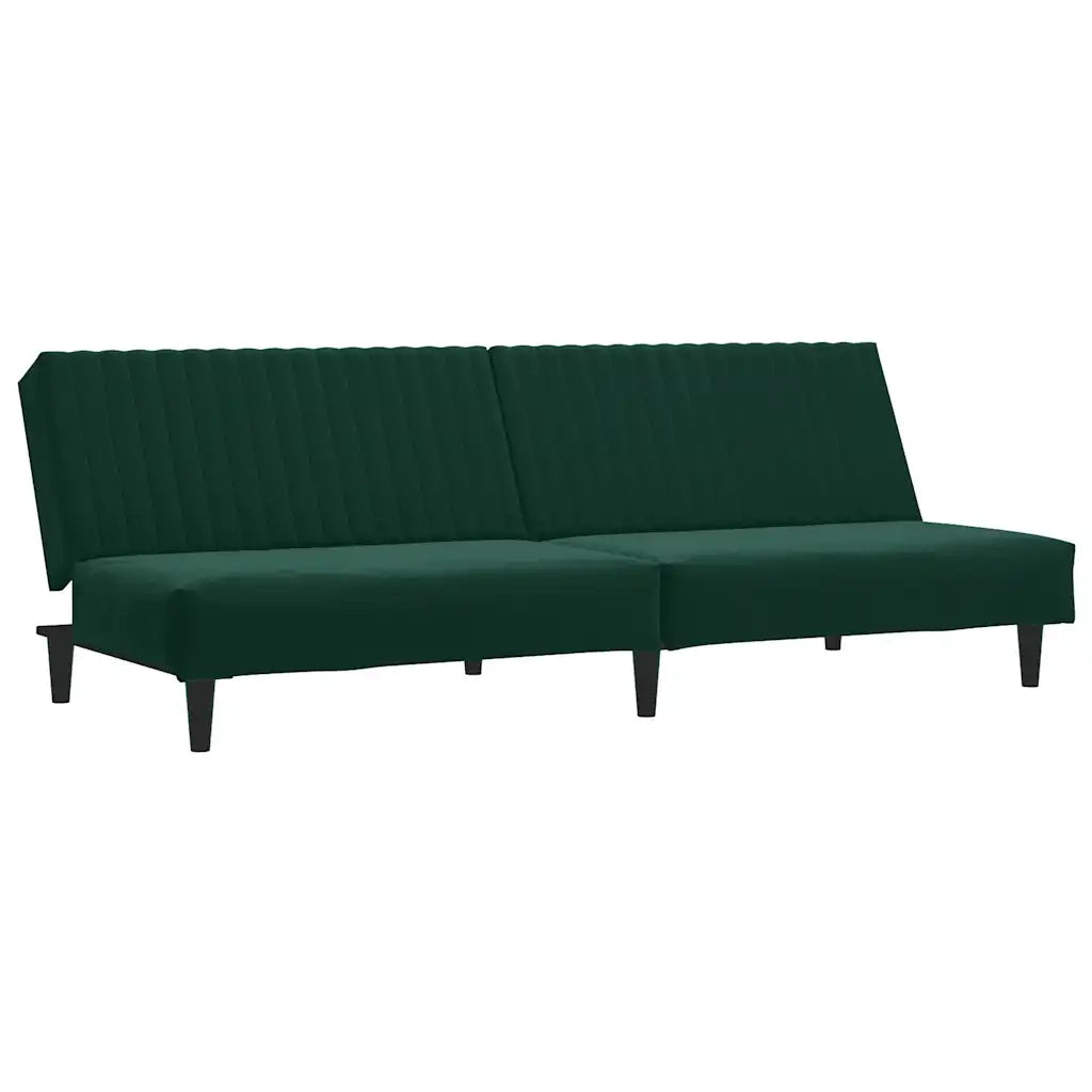 Divano Letto a 2 Posti Verde Scuro in Velluto 375928