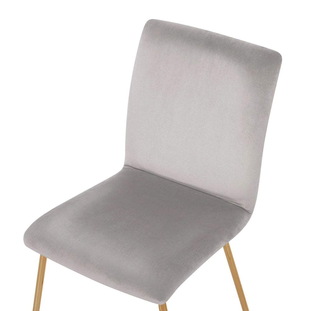 Set di 2 sedie da pranzo in velluto grigio gambe in metallo dorato senza braccioli Retro Glam