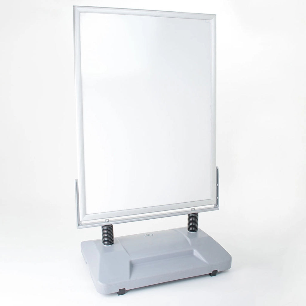 Espositore Pubblicitario Bifacciale con Ruote 100x140 cm in Alluminio da Esterno Antivento Silver