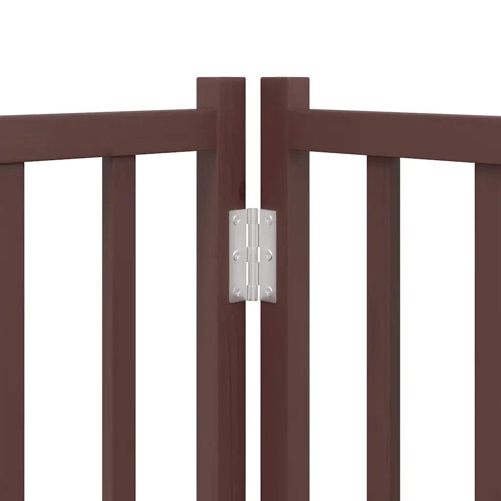 Cancello Cani Pieghevole Marrone 4Pannelli 320cm Massello Abete 352299