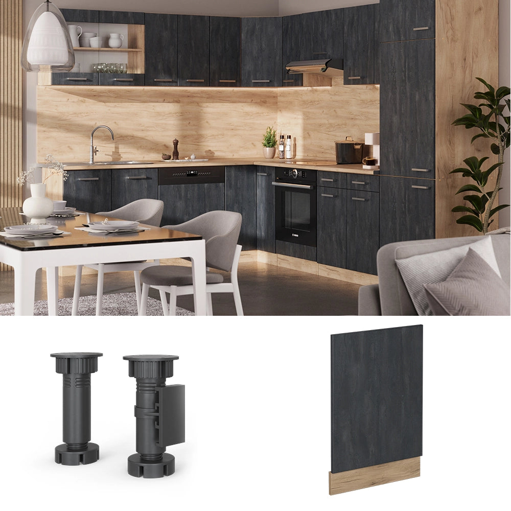 Vicco Pannello frontale Calcestruzzo nero 45 cm Senza piano di lavoro