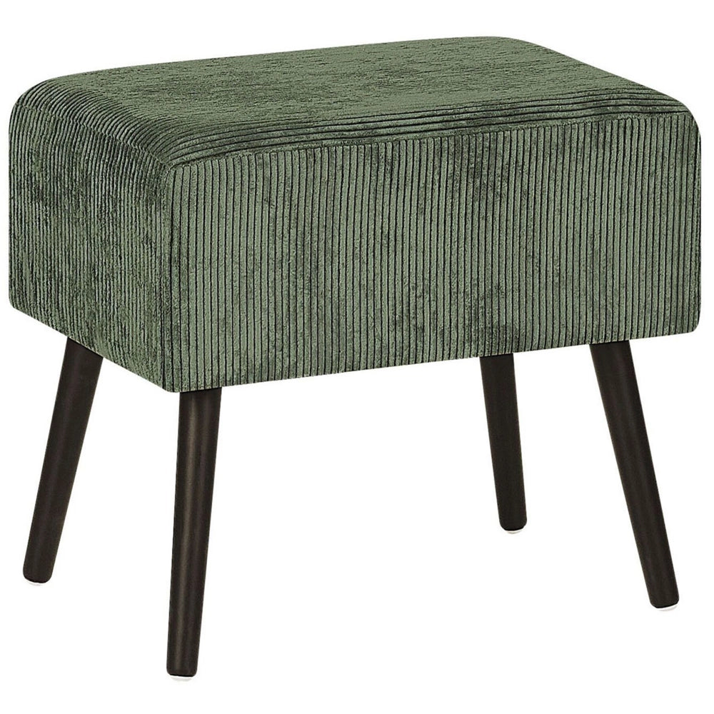 Tavolino con contenitore gambe nere in velluto a coste verde scuro 46 x 50 x 35 cm Valigia