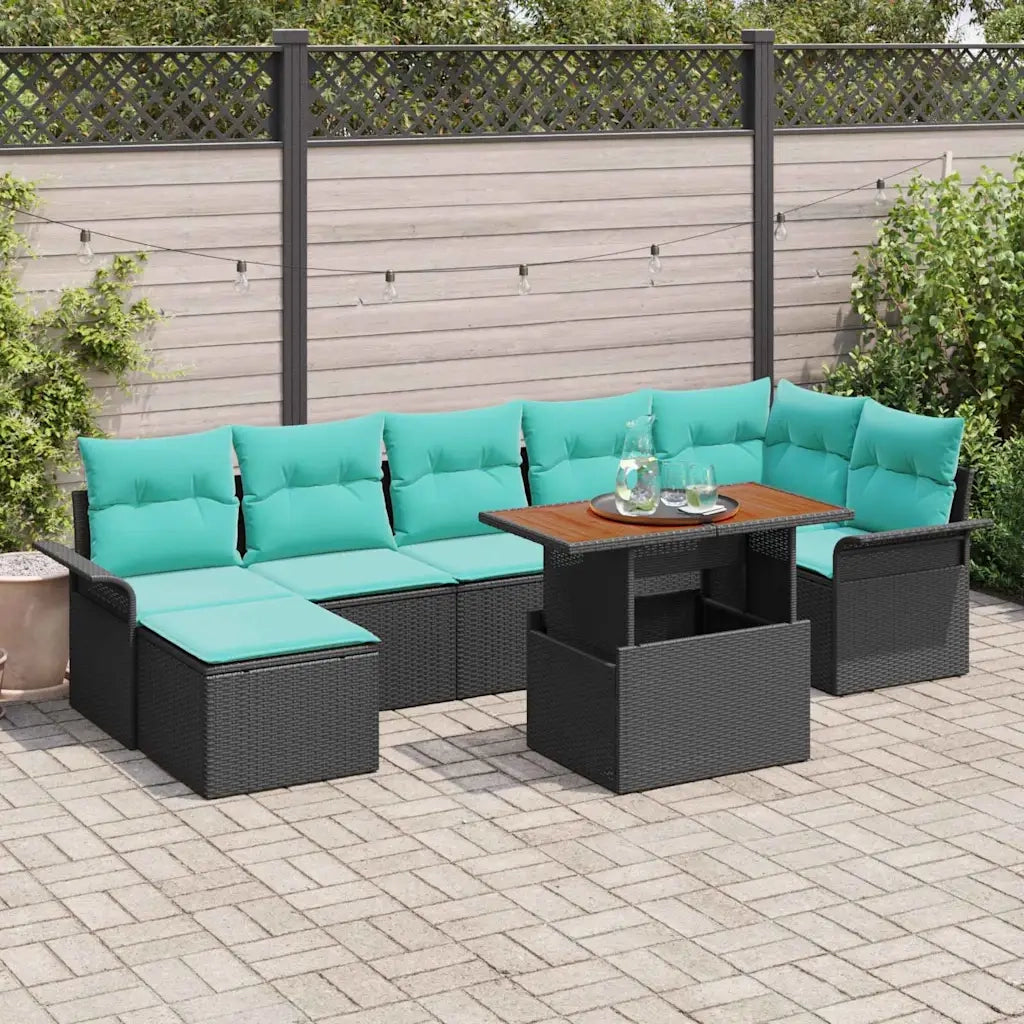 Set Divano da Giardino con archiviazione 8 pcs Nero Poly Rattan 3358104