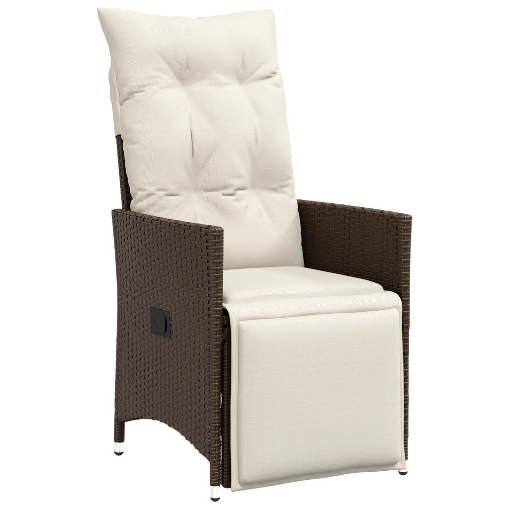 Set da Pranzo da Giardino 9 Pezzi Con Cuscini Marrone in Rattan Sintetico
