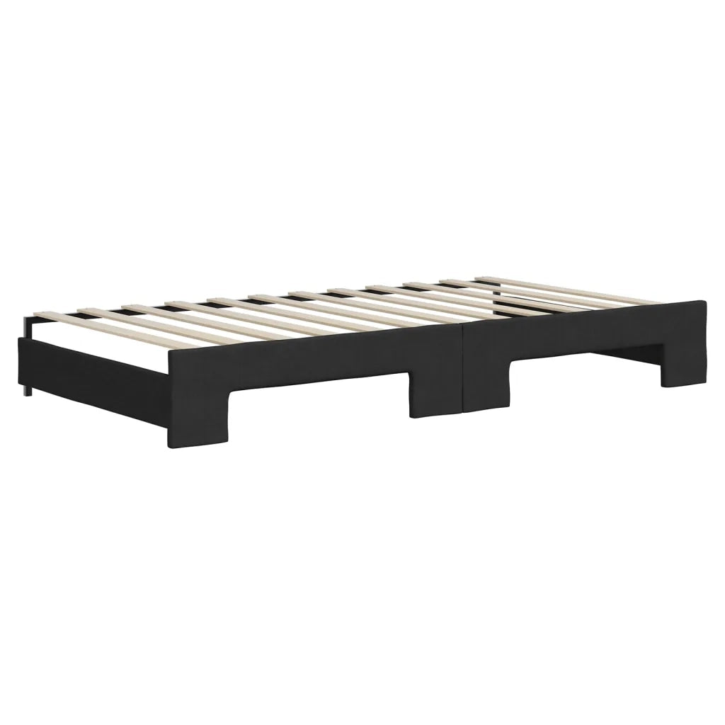 Divano Letto Estraibile con Cassetti Nero 100x200 cm in Tessuto