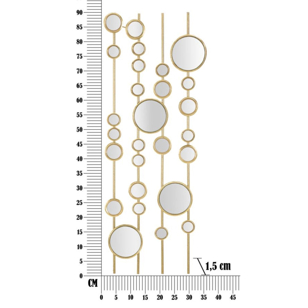 Decorazione in Metallo 3D Cerchi 26, Oro, Metallo, 35,5x1,5x90 cm