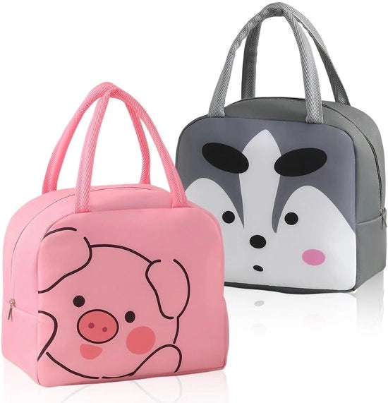 Lunchtas 2 pezzi - Tas isolante portatile - Tessuto Oxford - Rivestimento in aluminio - Maniglie comode - Resistente alle abrasioni e isolante termico - Tas per il pranzo