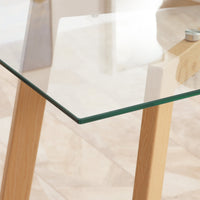 Tavolo Rettangolare 120x60x76 cm Max 4 Persone in Acciaio con Piano in Vetro Temperato